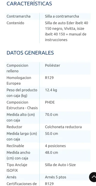 Silla Coche Vivita Eder i-Size 40-150cm