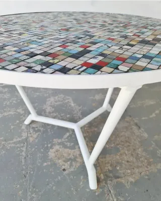 Mesa de mosaico de gresite. Vintage 60s.