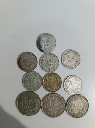 Lote monedas plata Suiza