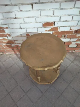 Mesa auxiliar vintage madera maciza doble altura