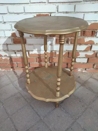 Mesa auxiliar vintage madera maciza doble altura