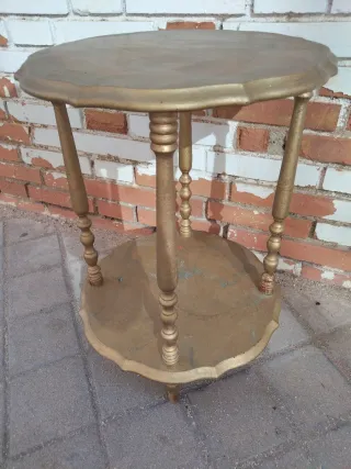 Mesa auxiliar vintage madera maciza doble altura