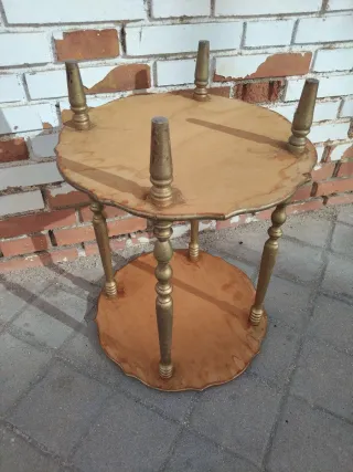 Mesa auxiliar vintage madera maciza doble altura