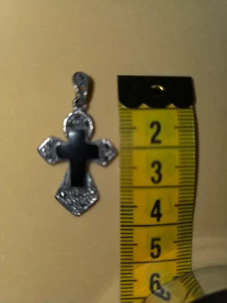 Cruz Plata 925 Mexicana con piedras Negra