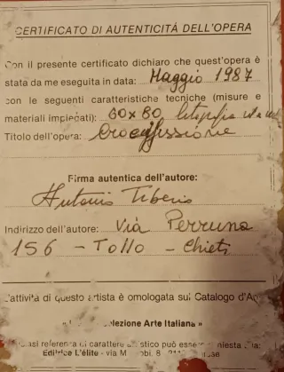 Certificato Autenticità Opera d'Arte