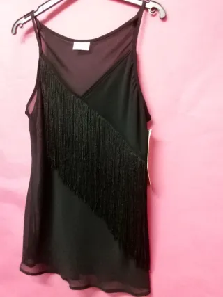 Top transparente mujer con flecos