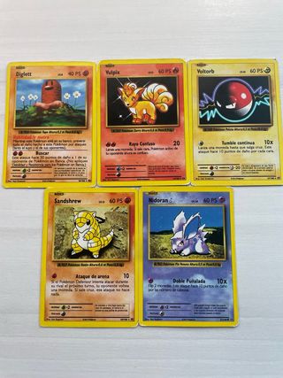 Lote 5 Cartas Pokémon Base (Diglett, Vulpix, Volto