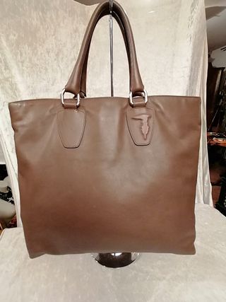 Trussardi borsa tote in pelle color tortora