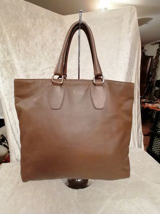 Trussardi borsa tote in pelle color tortora
