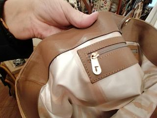 Trussardi borsa tote in pelle color tortora