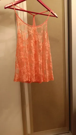 Top encaje rosa talla única