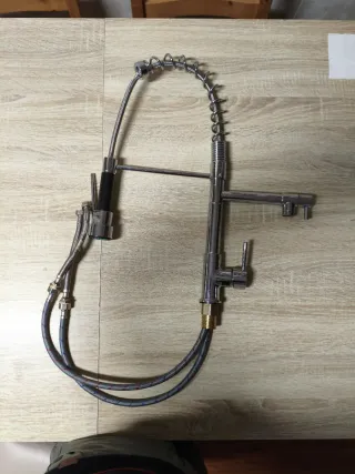 Grifo Cocina Doble Brazo Negro/Plata