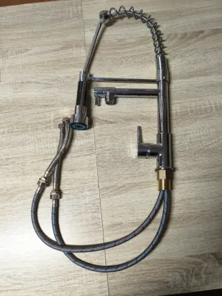 Grifo Cocina Doble Brazo Negro/Plata