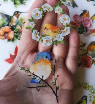 PACK 50 PEGATINAS PAJARITOS Y COLIBRÍES