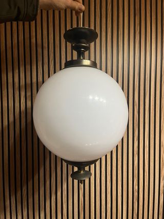 Lámpara colgante globo cristal y metal