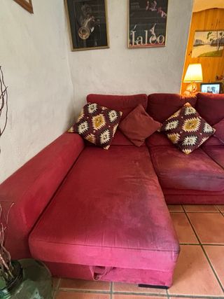 Sofá modular chaise longue rojo de tela