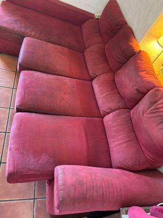 Sofá modular chaise longue rojo de tela