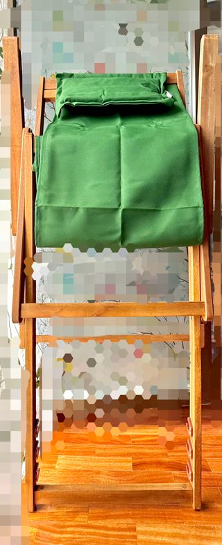 Silla de Playa Plegable Madera y Tela Verde