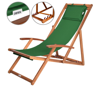 Silla de Playa Plegable Madera y Tela Verde