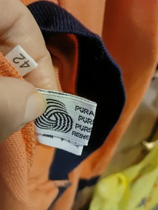 2 Cardigan arancione con bordi blu