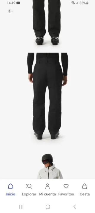 Pantalón de esquí Wedze SNB100 Negro doble forro.