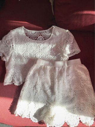 Conjunto Crochet Blanco shein