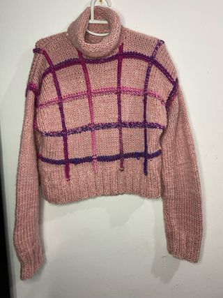 Jersey tejido a mano rosa