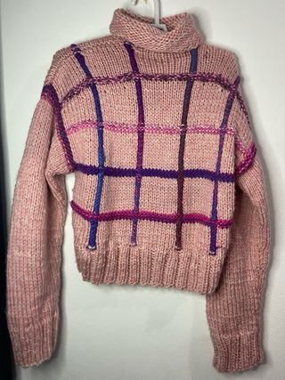 Jersey tejido a mano rosa