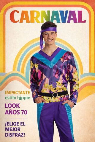 Disfraz Carnaval hippie hombre S Kimokawaii