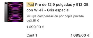 iPad Pro 12,9 512GB Wi-Fi Gris Espacial