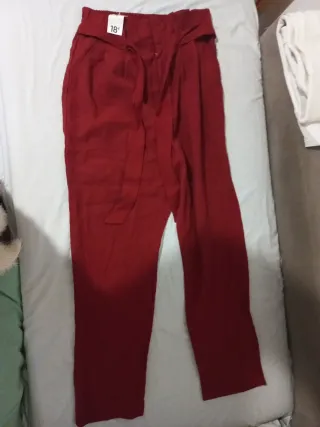 Pantalón Talla M Cintura Elástica Rojo