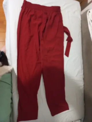 Pantalón Talla M Cintura Elástica Rojo