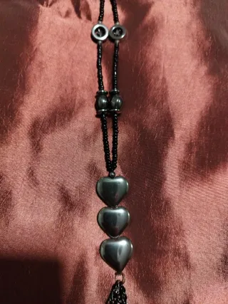 Collar Corazones Negro y Gris