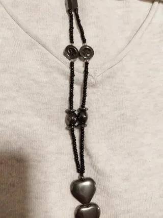 Collar Corazones Negro y Gris