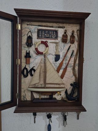 Cuadro decorativo náutico con llavero(48x33,5x7,5)