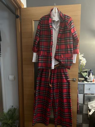 Traje cuadros escoceses pantalón palazzo