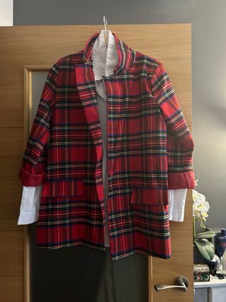 Traje cuadros escoceses pantalón palazzo