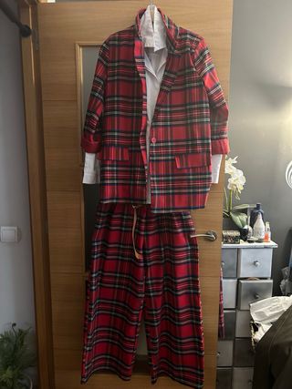 Traje cuadros escoceses pantalón palazzo