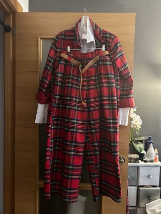 Traje cuadros escoceses pantalón palazzo
