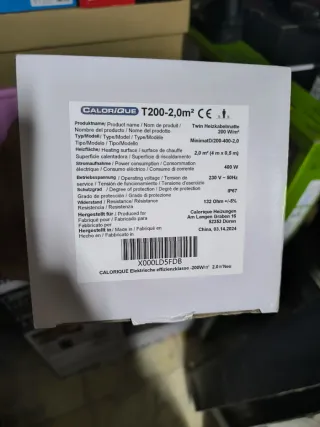 Esterilla Calefactor Suelo Radiante Calorique 2,0m