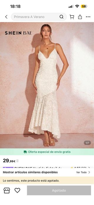 Vestido largo SHEIN BAE blanco