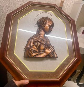 Cuadro Octogonal, Virgen María Bronce interior 50