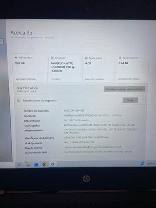 HP Omen i7 Laptop Gamer Ordenador