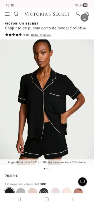 Conjunto Pijama Corto Victoria's Secret Negro L