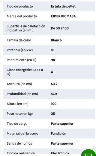 Estufa Pellets Aurum 8,9 KW Nueva a estrenar.