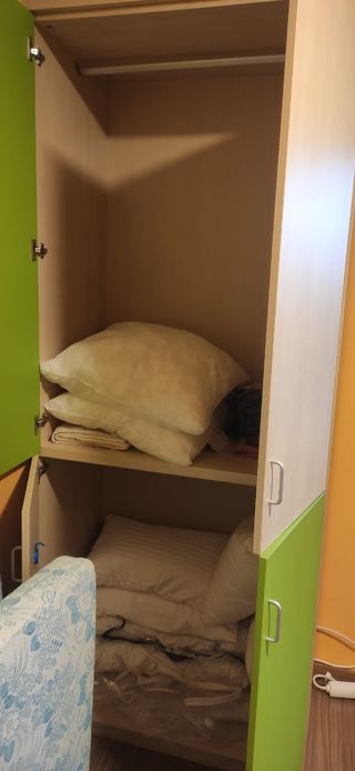 Armario ropero alto beige y verde