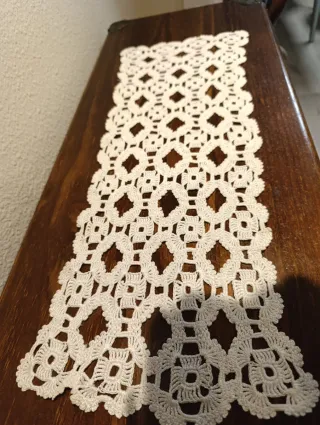 Tapete Ganchillo Blanco Hecho a Mano