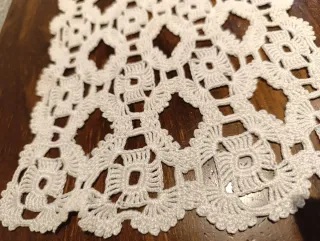 Tapete Ganchillo Blanco Hecho a Mano