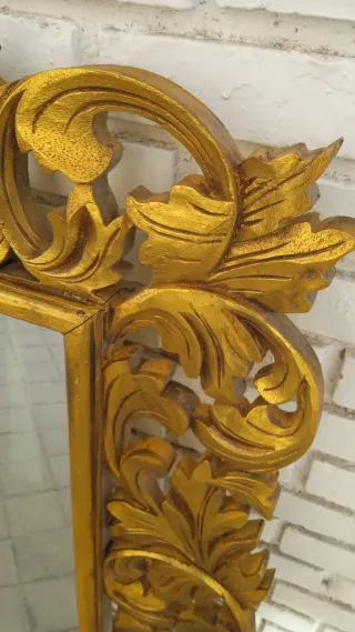 Espejo antiguo dorado Madera maciza Tallada Vintag