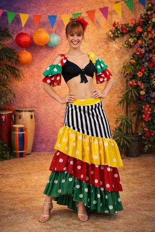 Disfraz Carnaval Rumbera Multicolor Atosa Talla M-